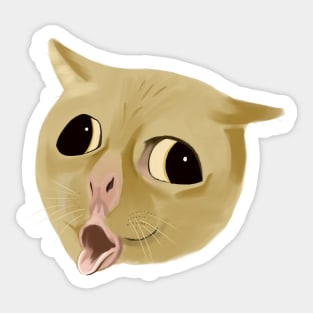 Coughing cat meme digital painting Sticker